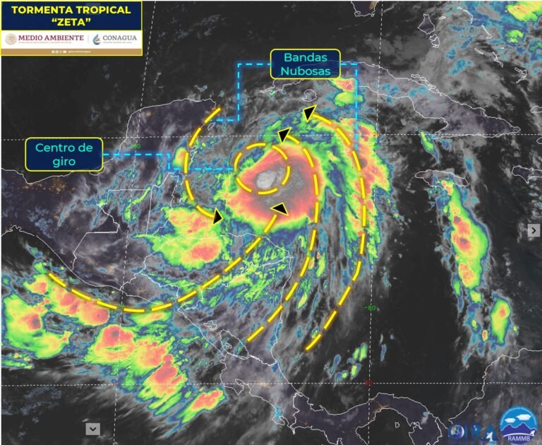 LA TORMENTA TROPICAL «ZETA» ACERCÁNDOSE A LA PENÍNSULA DE YUCATÁNo
