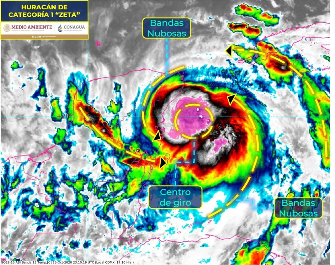 EL CENTRO DEL HURACÁN «ZETA» MUY CERCA DE COSTAS DE QUINTANA ROO EL CENTRO DEL HURACÁN «ZETA» MUY CERCA DE COSTAS DE QUINTANA ROO