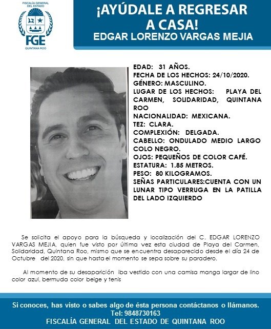 Reportan desaparición de joven en Playa del Carmen