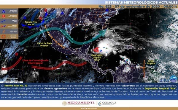 Nublados, calor y chubascos en la península de Yucatán