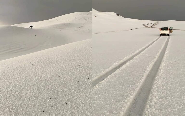 DESIERTO DE ARABIA SAUDITA SE PINTA DE BLANCO