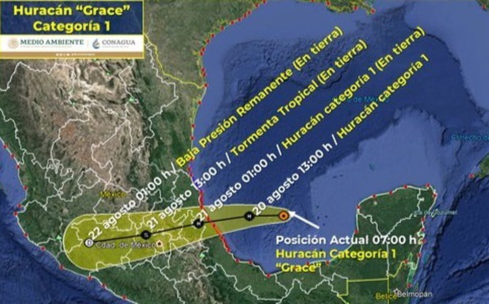 ‘Grace’ se reintensifica a huracán categoría 1; avanza hacia Veracruz ‘Grace’ se reintensifica a huracán categoría 1; avanza hacia Veracruz