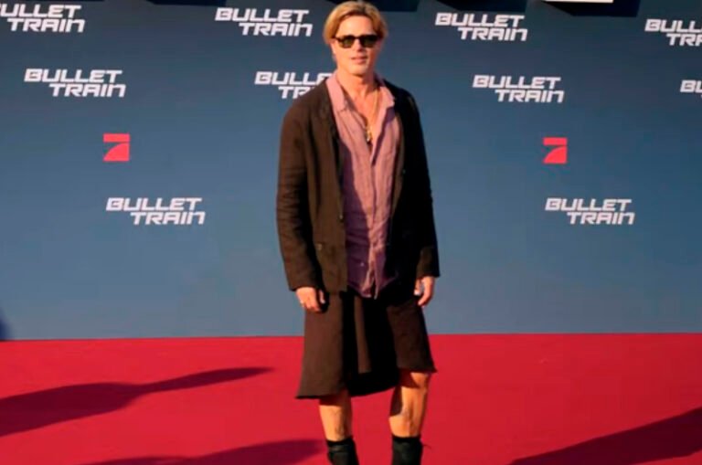Estas son las razones detrás de la falda que usó Brad Pitt en la premier de «Bullet Train»