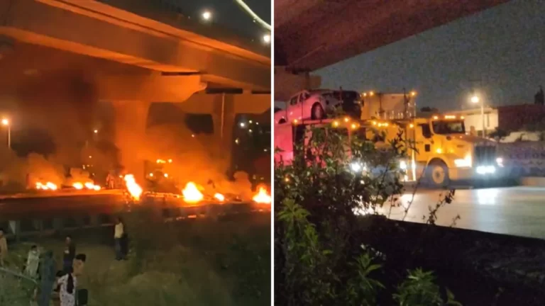 Bloquean la México-Puebla a la altura de Villa Frontera, queman llantas durante la madrugada