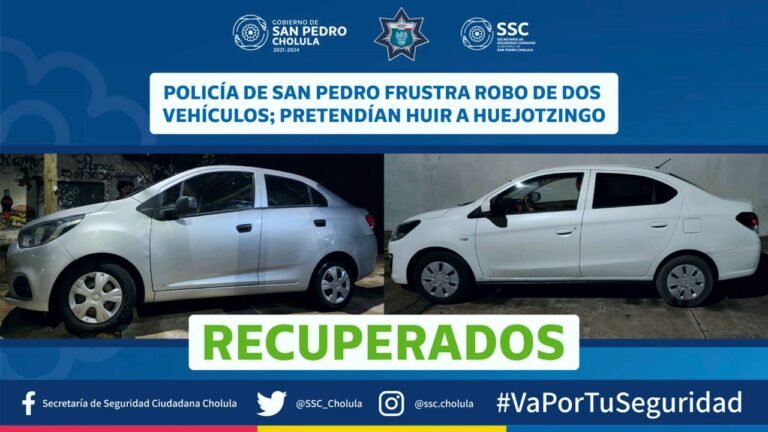 DOS AUTOS ROBADOS FUERON ENCONTRADOS EN JUNTAS AUXILIARES DE CHOLULA