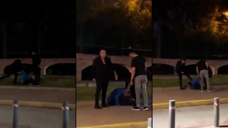 Cadeneros golpean a un joven afuera de un bar de Cholula