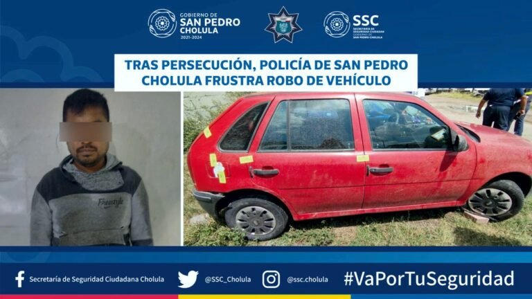 EN MINUTOS, POLICÍA DE CHOLULA RECUPERÓ AUTO ROBADO